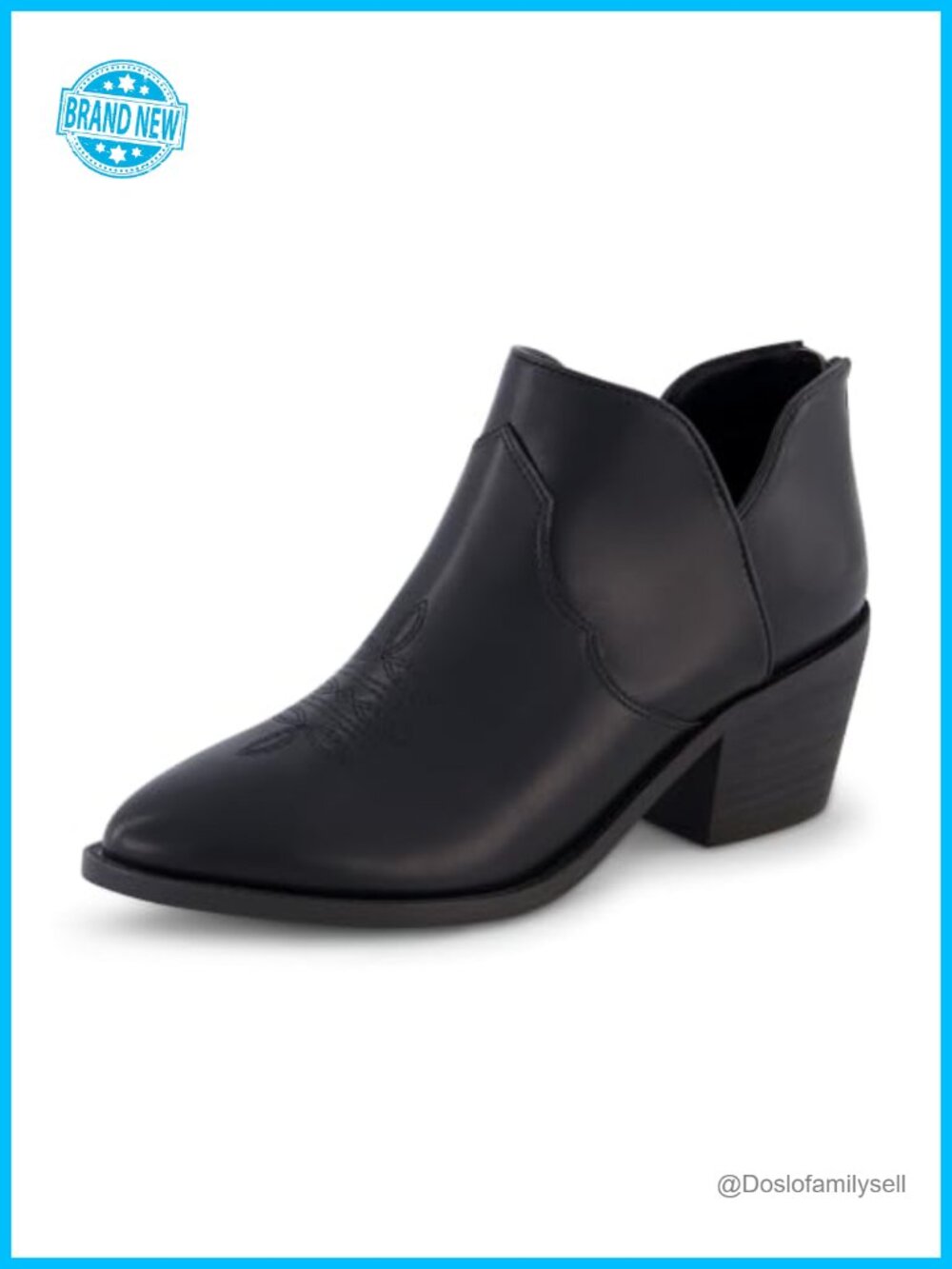 CUSHIONAIRE Rodeo Pointed Toe Western Ankle Booties Stitched Vegan Leather